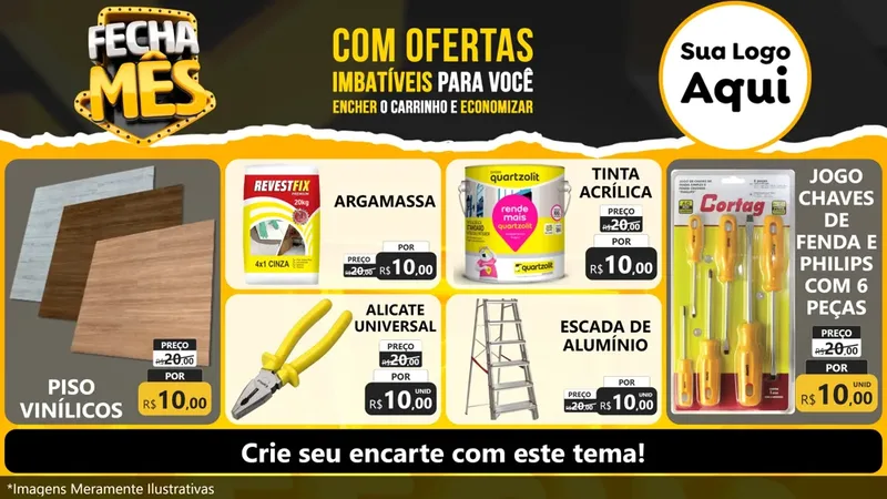 Modelo de TV para TV Horizontal com o tema Fecha Mês para Material para Construção