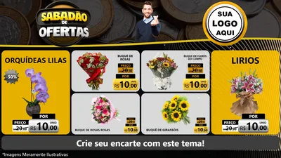 Modelo de TV para TV Horizontal com o tema Sabadão de Ofertas para Floricultura e jardim