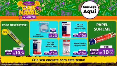 Modelo de TV para TV Horizontal com o tema Carnaval de Ofertas para Embalagens