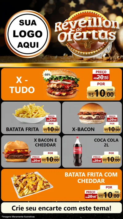 Modelo de TV para TV Vertical com o tema Réveillon de Ofertas para Hamburgueria