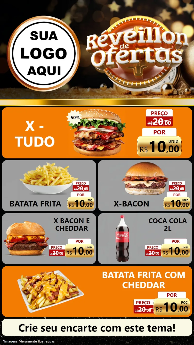 Modelo de TV para TV Vertical com o tema Réveillon de Ofertas para Hamburgueria