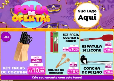 Modelo de Encarte para Encarte A4 Horizontal com o tema Folia de Ofertas para Utilidades Domésticas