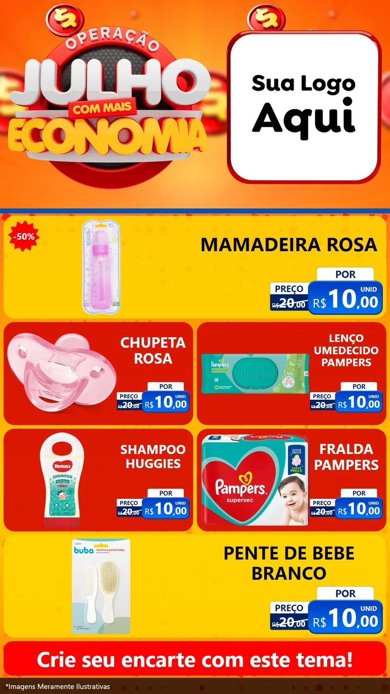 Modelo de TV para TV Vertical com o tema Operação Julho Com Mais Economia para Bebês