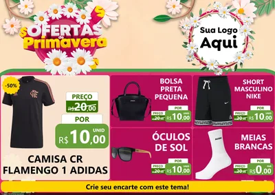 Modelo de Encarte para Encarte A4 Horizontal com o tema Ofertas de Primavera para Roupas e acessórios
