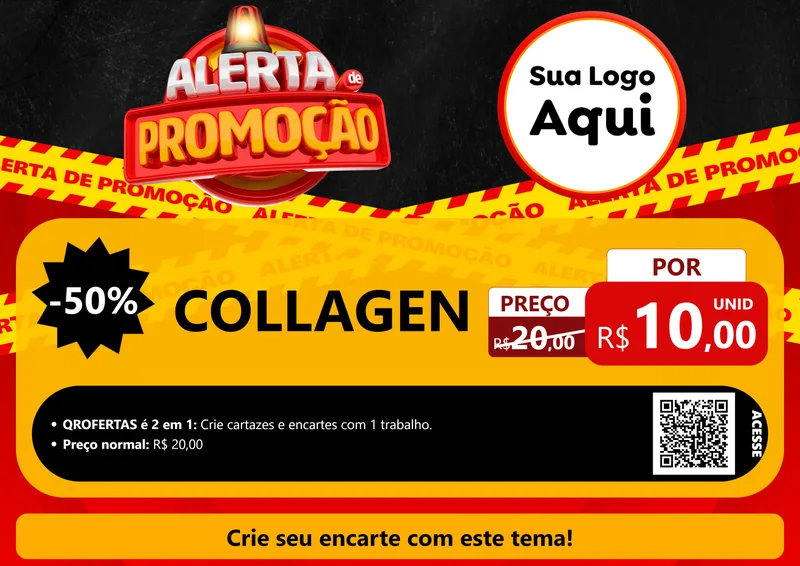 Modelo de Cartaz para Cartaz A4 Horizontal com o tema Alerta de Promoção para Suplementos alimentares