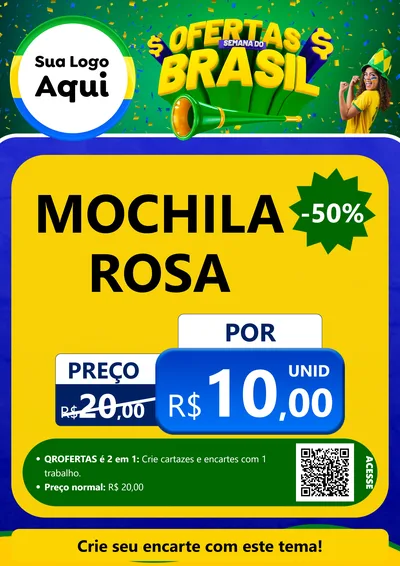 Modelo de Cartaz para Cartaz A4 Vertical com o tema Ofertas Semana do Brasil para Papelaria