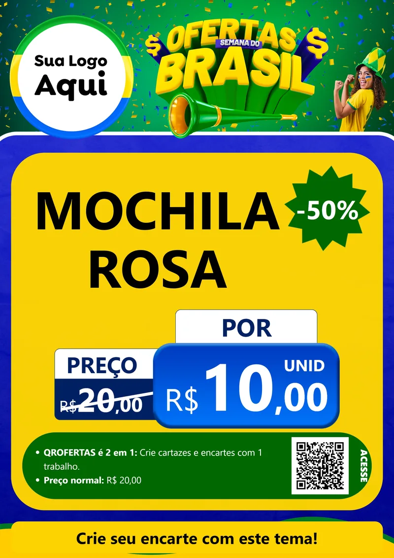 Modelo de Cartaz para Cartaz A4 Vertical com o tema Ofertas Semana do Brasil para Papelaria