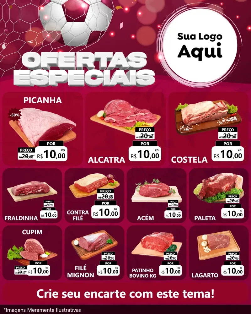 Modelo de Rede Social para Feed Instagram com o tema Ofertas Especiais - Futebol para Açougue