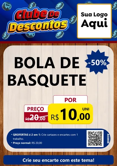 Modelo de Cartaz para Cartaz A4 Vertical com o tema Clube de Descontos para Artigos Esportivos