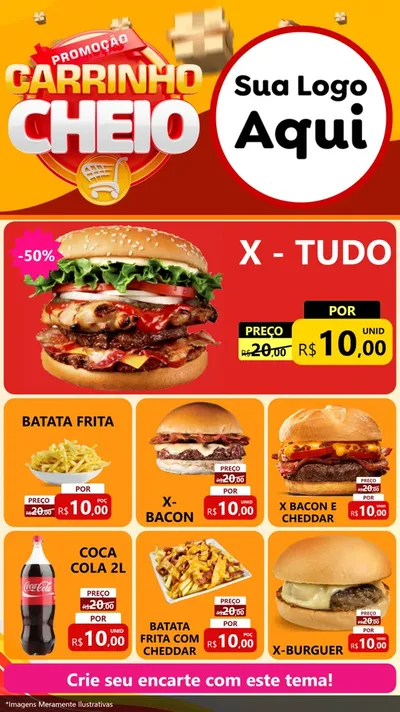 Modelo de Rede Social para Stories com o tema Promoção carrinho cheio para Hamburgueria
