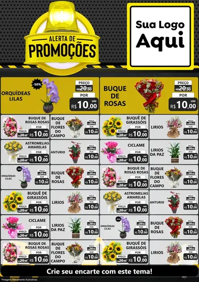 Modelo de Encarte para Encarte A4 Vertical com o tema Alerta de Promoções para Floricultura e jardim