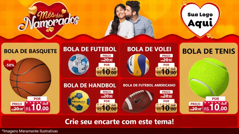 Modelo de TV para TV Horizontal com o tema Mês dos Namorados para Artigos Esportivos