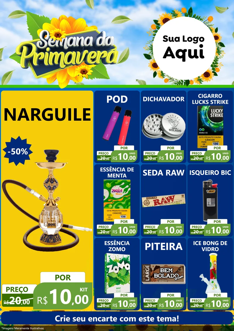 Modelo de Encarte para Encarte A4 Vertical com o tema Semana da Primavera para Tabacaria