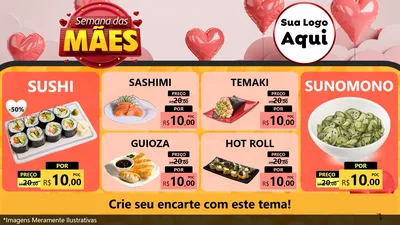 Modelo de TV para TV Horizontal com o tema Semana das Mães para Comida japonesa
