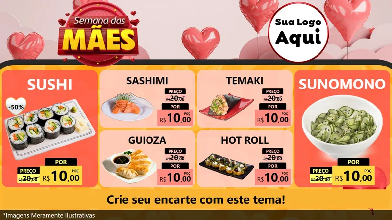 Modelo de TV para TV Horizontal com o tema Semana das Mães para Comida japonesa