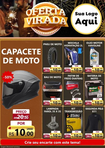 Modelo de Encarte para Encarte A4 Vertical com o tema Oferta da Virada para Moto peças