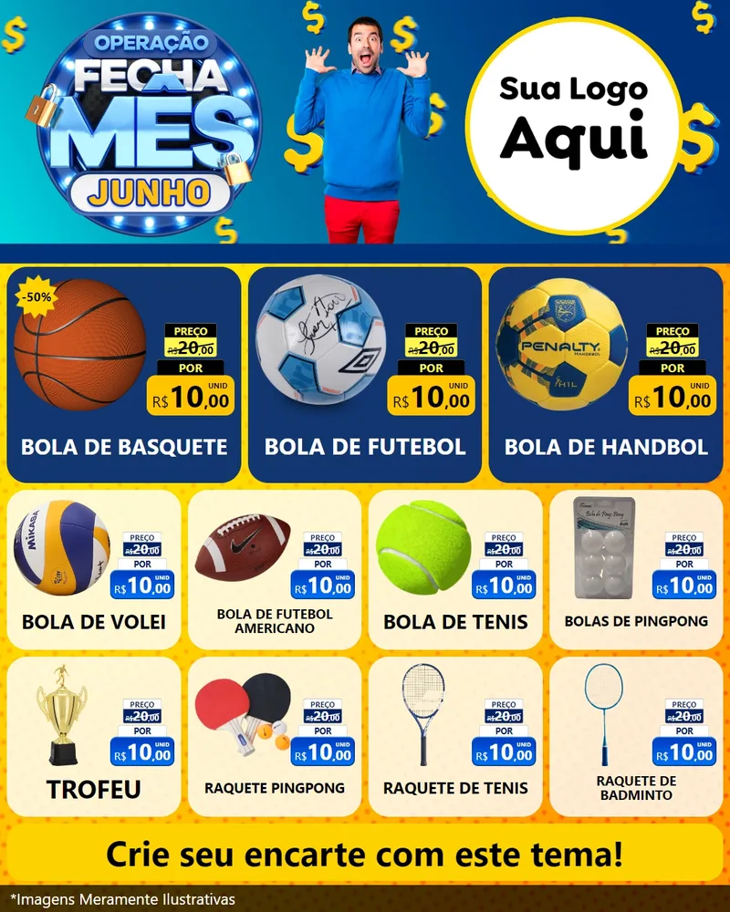 Modelo de Rede Social para Feed Instagram com o tema Operação Fecha Mês, Junho para Artigos Esportivos