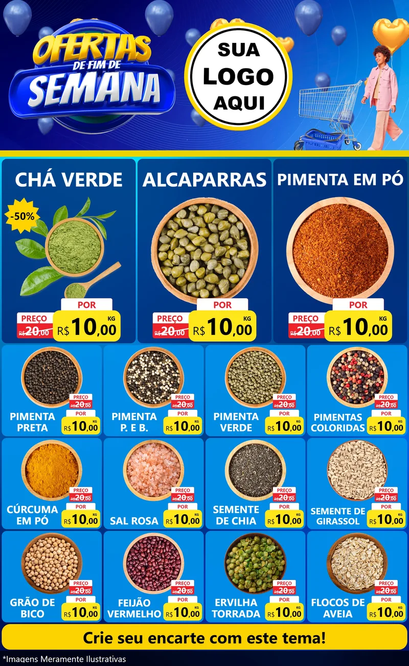 Modelo de Encarte para Encarte Grande com o tema Ofertas de Fim de Semana para Produtos Naturais