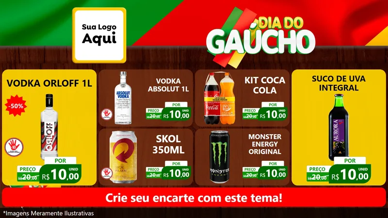 Modelo de TV para TV Horizontal com o tema Dia do Gaúcho para Distribuidora de bebidas