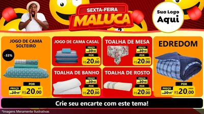 Modelo de TV para TV Horizontal com o tema Sexta-feira Maluca para Cama, Mesa e Banho