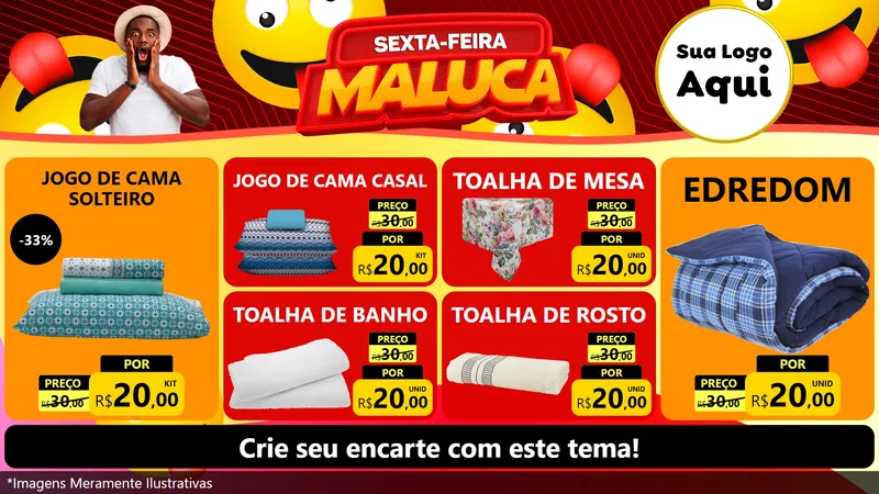 Modelo de TV para TV Horizontal com o tema Sexta-feira Maluca para Cama, Mesa e Banho