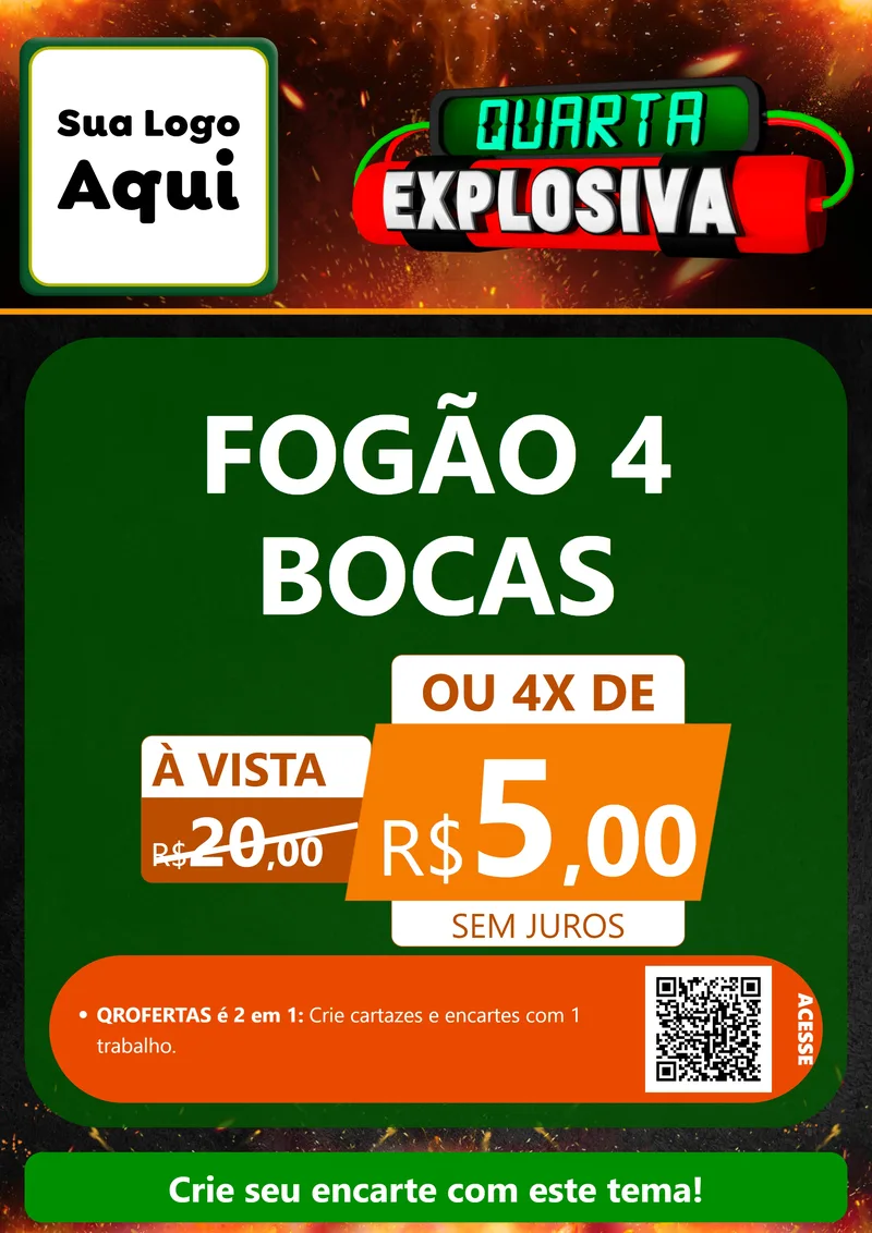 Modelo de Cartaz para Cartaz A4 Vertical com o tema Quarta Explosiva para Móveis e Eletro