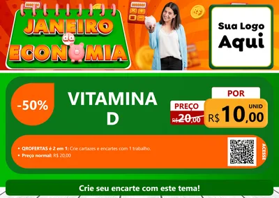 Modelo de Cartaz para Cartaz A4 Horizontal com o tema Janeiro da Economia para Farmácia