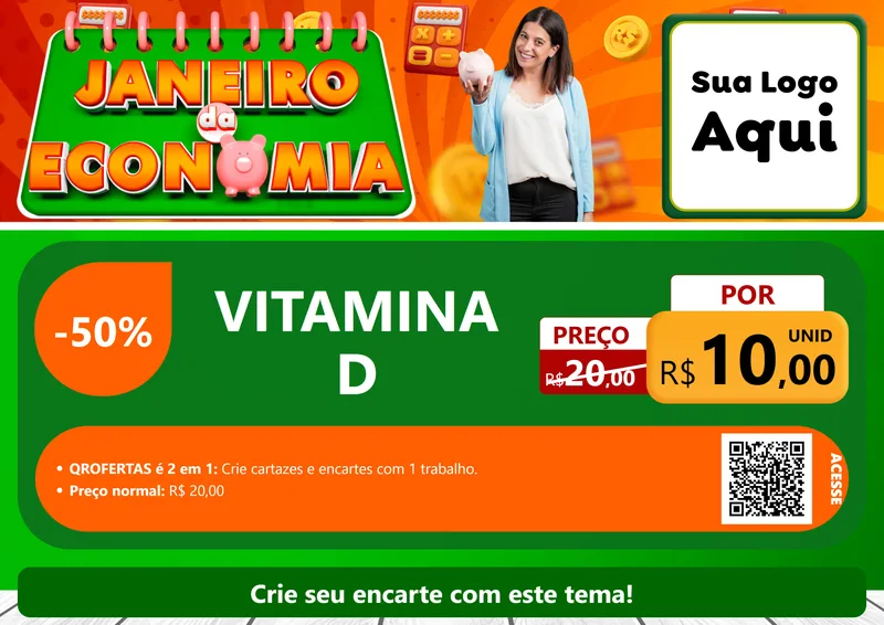 Modelo de Cartaz para Cartaz A4 Horizontal com o tema Janeiro da Economia para Farmácia