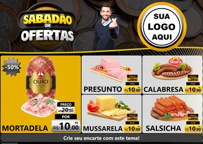 Modelo de Encarte para Encarte A4 Horizontal com o tema Sabadão de Ofertas para Frios e Laticínios