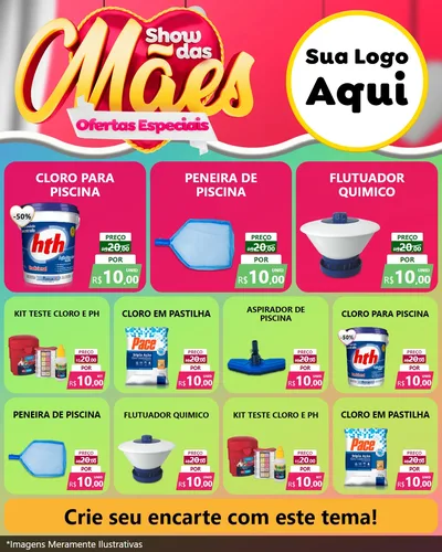Modelo de Rede Social para Feed Instagram com o tema Show das Mães - Ofertas Especiais para Produtos para Piscina