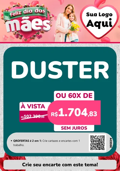 Modelo de Cartaz para Cartaz A4 Vertical com o tema Feliz Dia das Mães para Concessionaria de Carros