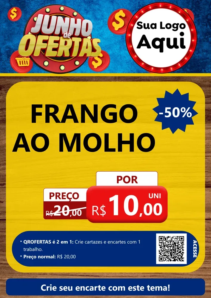 Modelo de Cartaz para Cartaz A4 Vertical com o tema Junho de Ofertas para Restaurante
