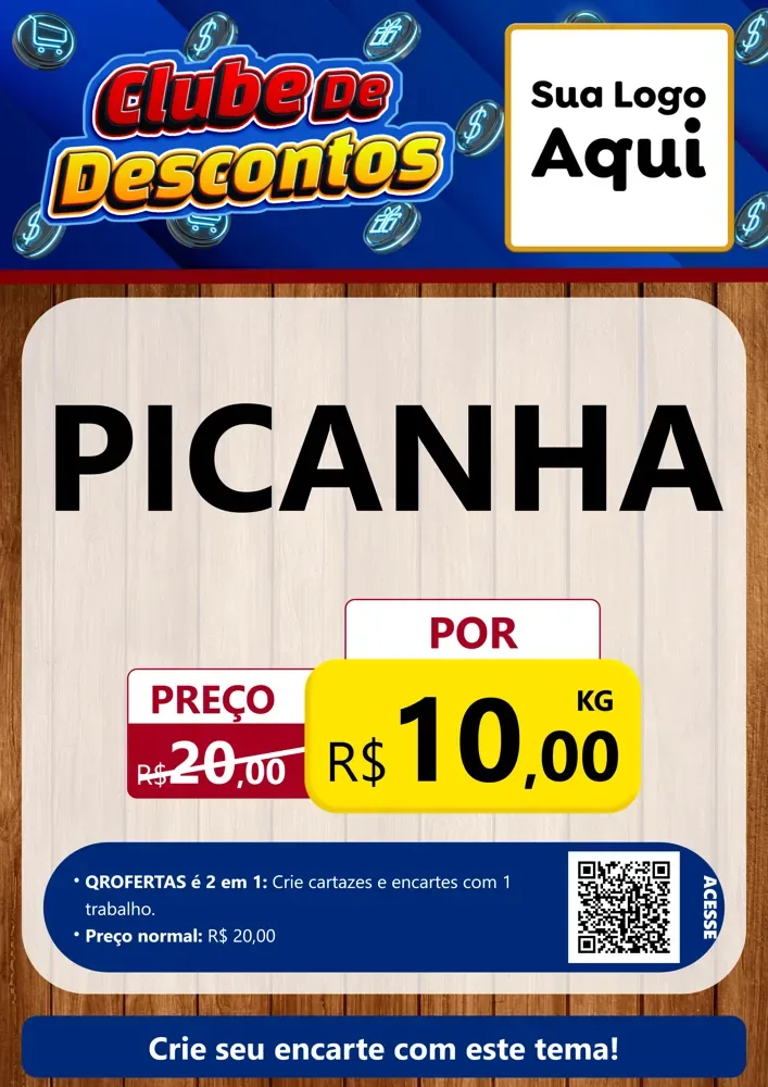 Modelo de Cartaz para Cartaz A4 Vertical com o tema Clube de Descontos para Açougue