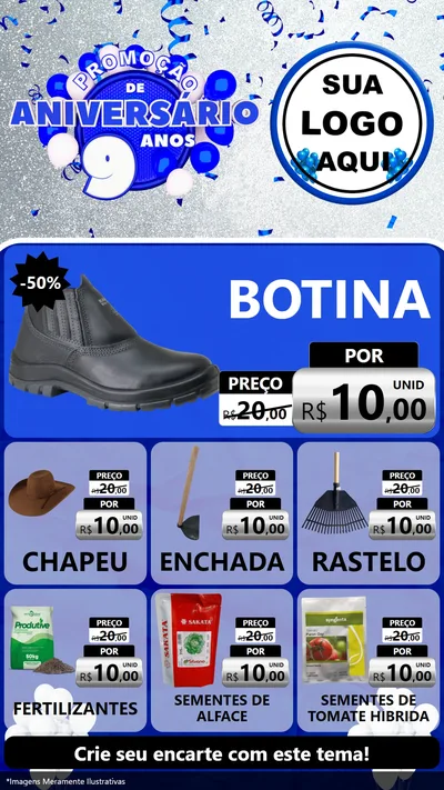 Modelo de Rede Social para Stories com o tema Promoção de Aniversário - 9 Anos para Agropecuária