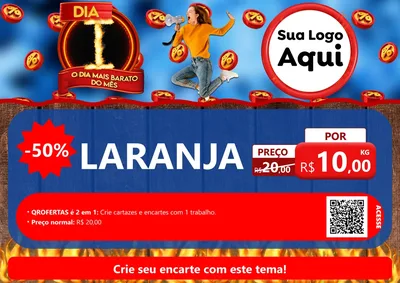 Modelo de Cartaz para Cartaz A4 Horizontal com o tema Dia I - O Dia Mais Barato Do Mês para Hortifrúti