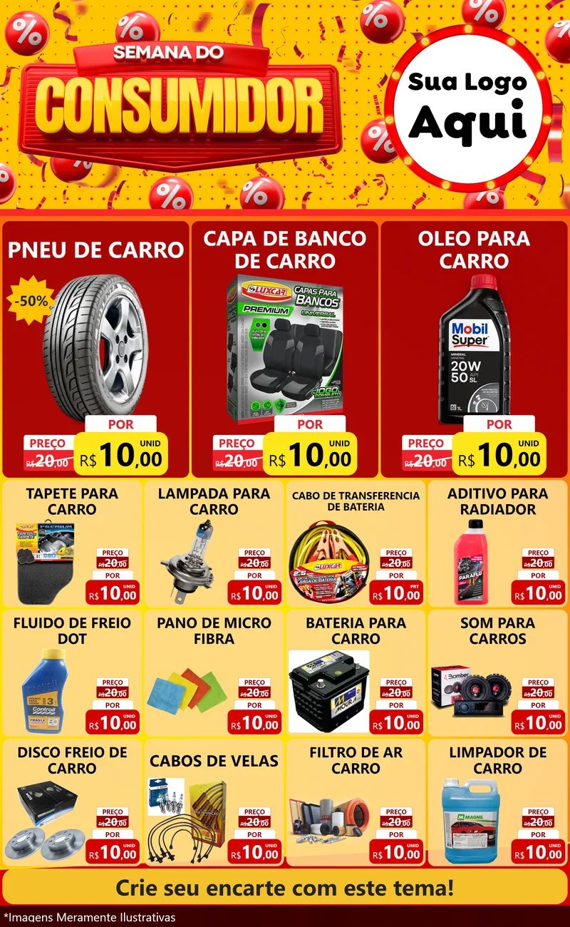 Modelo de Encarte para Encarte Grande com o tema Semana do Consumidor para Auto peças