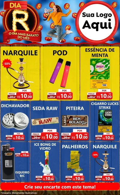 Modelo de Encarte para Encarte Grande com o tema Dia R - O Dia Mais Barato Do Mês para Tabacaria