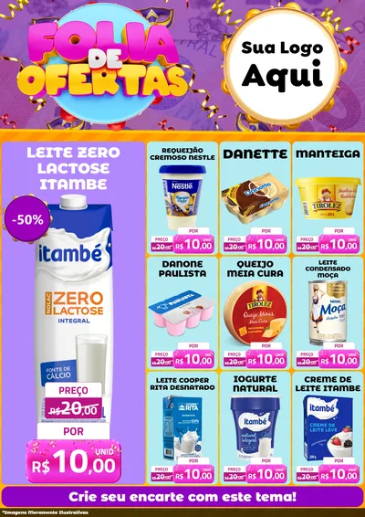 Modelo de Encarte para Encarte A4 Vertical com o tema Folia de Ofertas para Frios e Laticínios