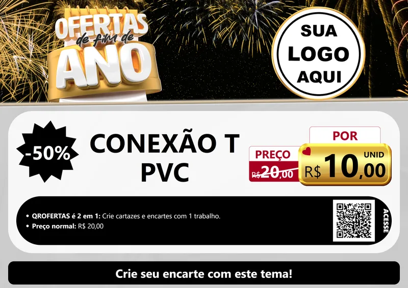 Modelo de Cartaz para Cartaz A4 Horizontal com o tema Ofertas de Fim de Ano para Tubos e conexões