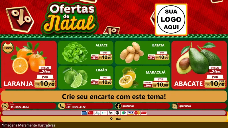 Modelo de TV para TV Horizontal com o tema Ofertas de Natal para Hortifrúti