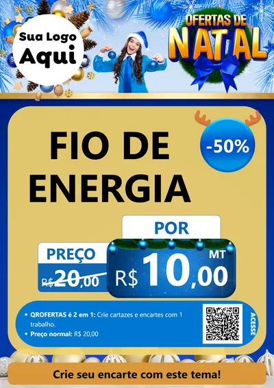 Modelo de Cartaz para Cartaz A4 Vertical com o tema Ofertas de Natal para Materiais Elétricos
