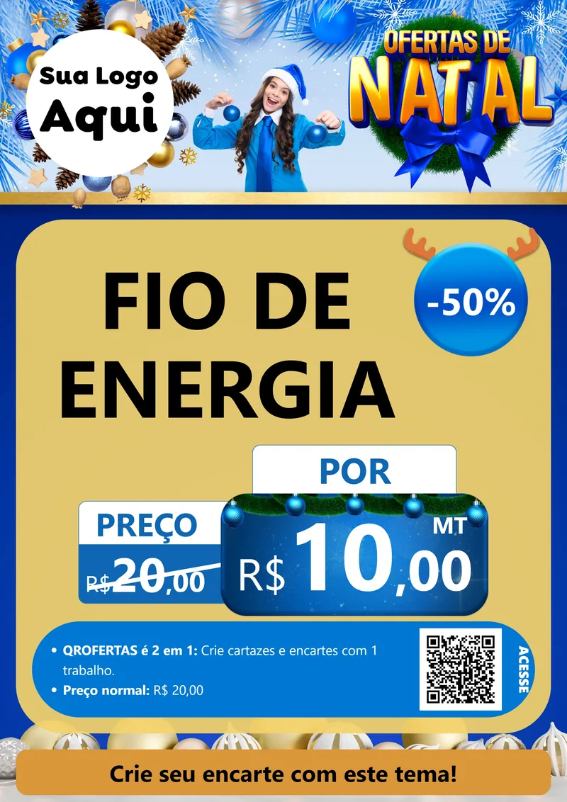 Modelo de Cartaz para Cartaz A4 Vertical com o tema Ofertas de Natal para Materiais Elétricos