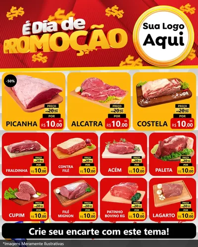 Modelo de Rede Social para Feed Instagram com o tema É Dia De Promoção para Açougue