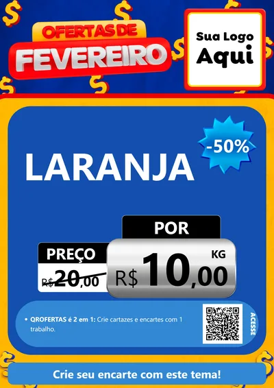 Modelo de Cartaz para Cartaz A4 Vertical com o tema Ofertas de Fevereiro para Hortifrúti