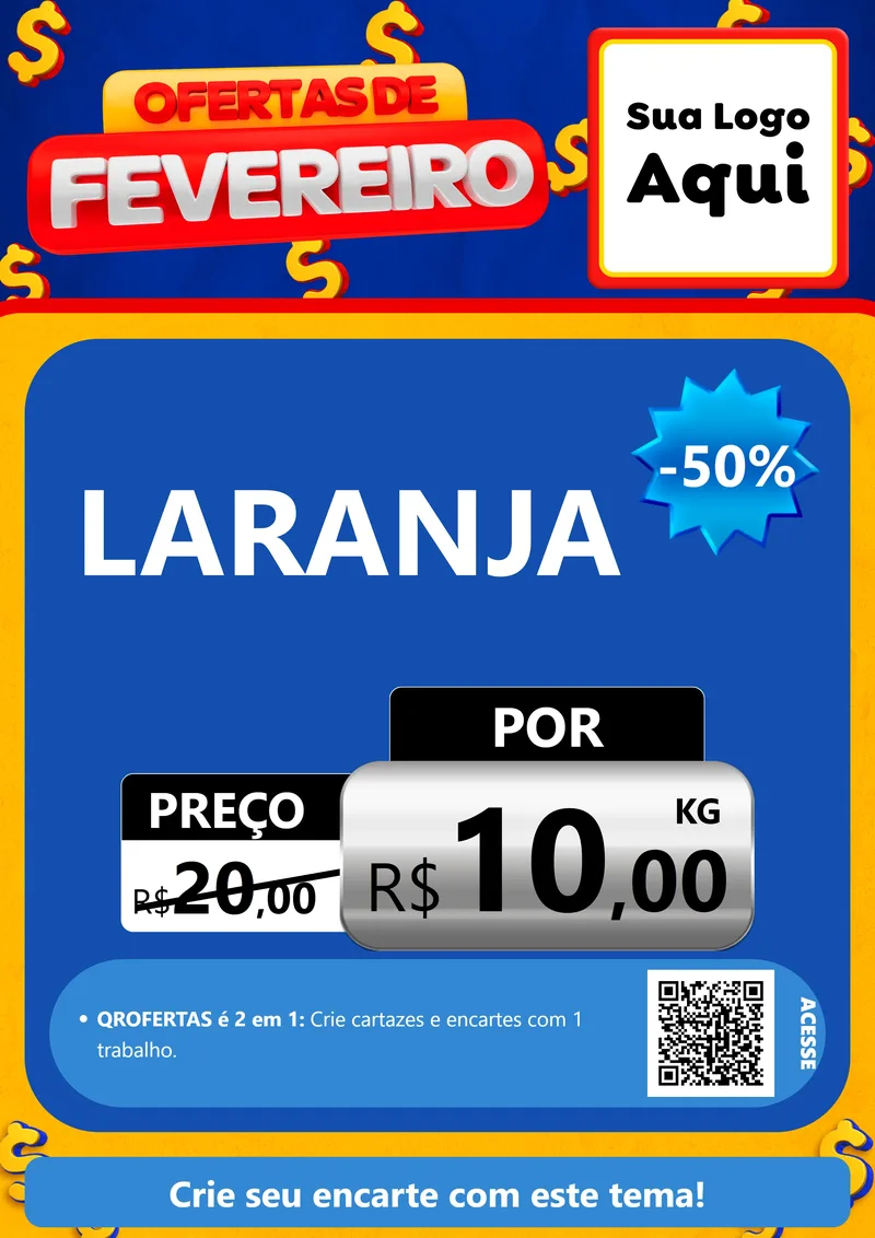 Modelo de Cartaz para Cartaz A4 Vertical com o tema Ofertas de Fevereiro para Hortifrúti
