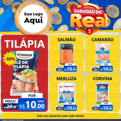 Modelo de Rede Social para Feed Facebook com o tema Sabadão do Real para Peixaria