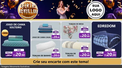 Modelo de TV para TV Horizontal com o tema Ofertas de Réveillon para Cama, Mesa e Banho
