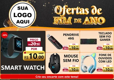 Modelo de Encarte para Encarte A4 Horizontal com o tema Ofertas de Fim de Ano para Informática