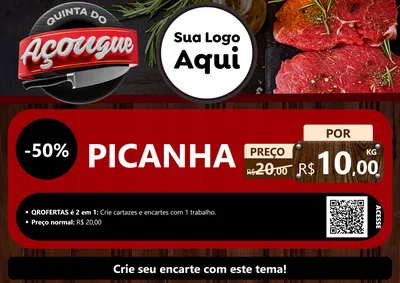 Modelo de Cartaz para Cartaz A4 Horizontal com o tema Quinta do Açougue para Açougue