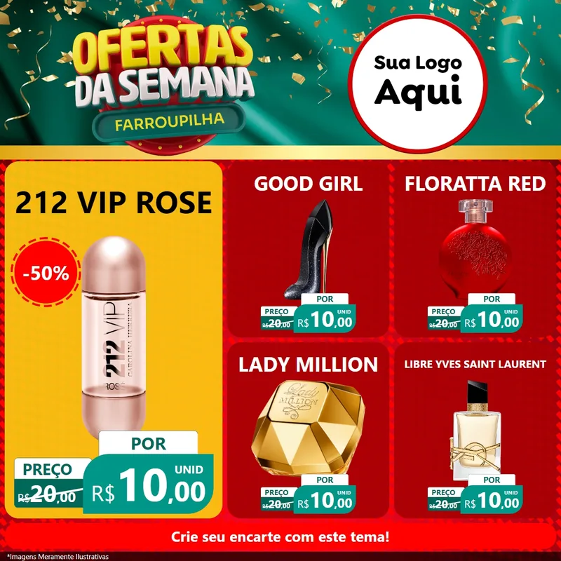Modelo de Rede Social para Feed Facebook com o tema Ofertas da Semana Farroupilha para Perfumes